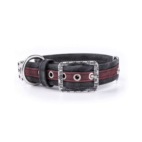 طوق لندن باللون الاحمر الغامق للكلاب كبير MF London Collar Leather Burgundy 55x2 8cm L+