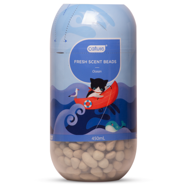 كاتشر حبيبات معطرة للرمل رائحة المحيط 450 مل - Cature Ocean Fresh Scent Beads Cat Litter Deodoriser 450ml