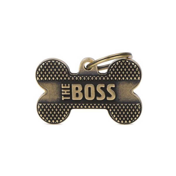 ماي فاميلي قلادة على شكل عظمة كبيرة  برونز بوس براس - MF Tags L BONE BRONX BOSS ENGLISH BRASS