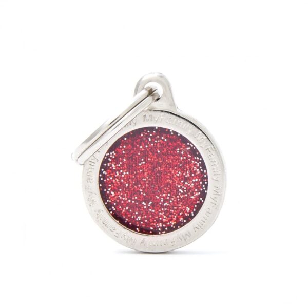 ماي فاميلي قلادة بريق دائري صغير أحمر - MF Tags SMALL CIRCLE GLITTER RED