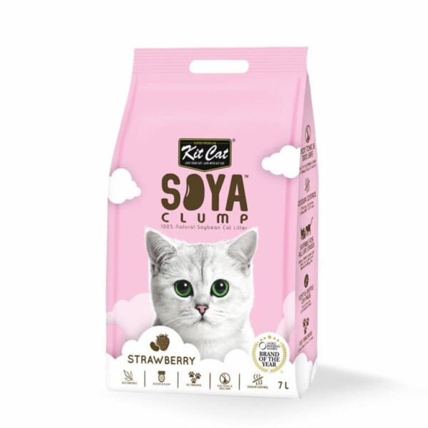 كت كات رمل الصويا رائحة الفراولة 7 لتر - Kit Cat SoyaClump Litter Strawberry 7L