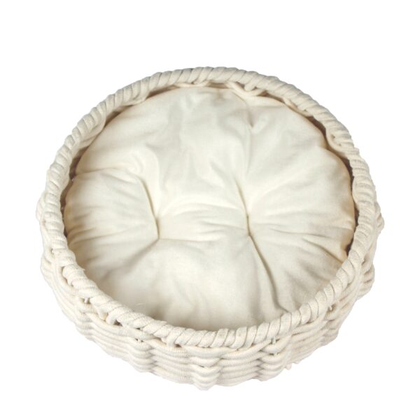 منتجات الحيوان سرير وافن قطن بيضاوي CREAM - PPTCO woven Oval Cotton rope woven pet bed-CREAM